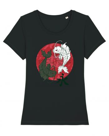 Yin And Yang Moon And Koi Fish Black