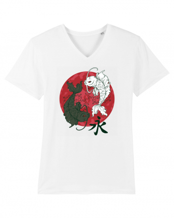 Yin And Yang Moon And Koi Fish White