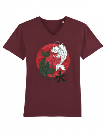 Yin And Yang Moon And Koi Fish Burgundy