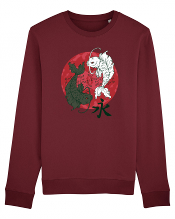 Yin And Yang Moon And Koi Fish Burgundy