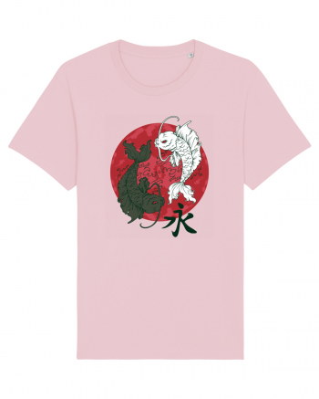 Yin And Yang Moon And Koi Fish Cotton Pink