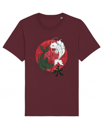 Yin And Yang Moon And Koi Fish Burgundy