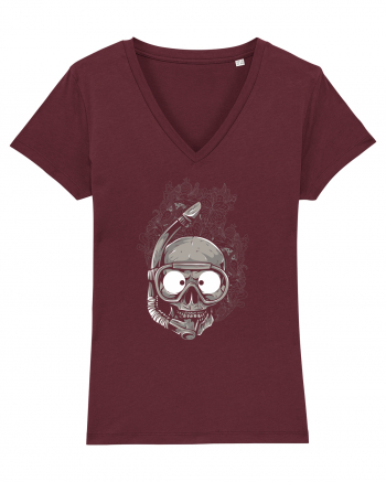 Scuba Diving Skull Burgundy