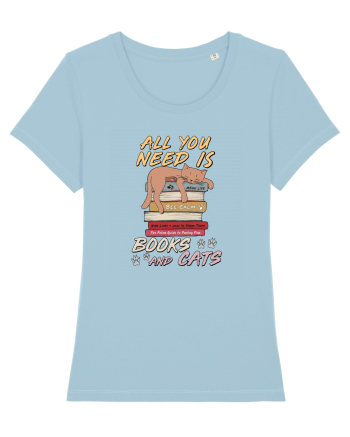 Books and cats Sky Blue