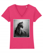 horses wings Tricou mânecă scurtă guler V Damă Evoker