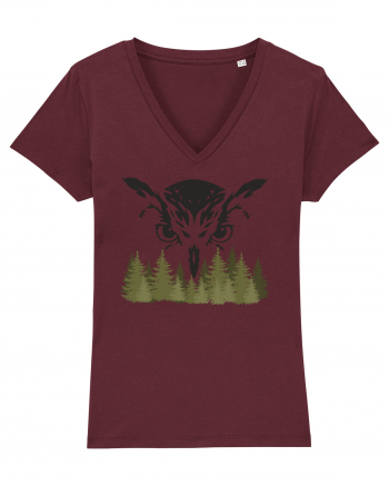 Owl in the forest Burgundy