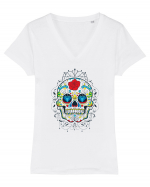 Mexican Sugar Skull Tricou mânecă scurtă guler V Damă Evoker