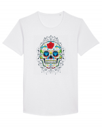 Mexican Sugar Skull Tricou mânecă scurtă guler larg Bărbat Skater