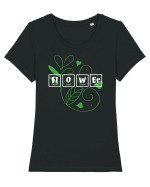 Flower Tricou mânecă scurtă guler larg fitted Damă Expresser