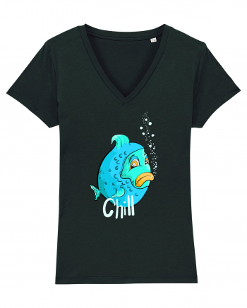 Blue fish chill text Black