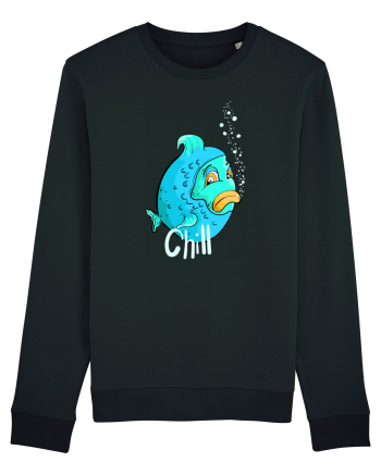 Blue fish chill text Black