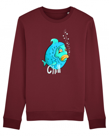 Blue fish chill text Burgundy