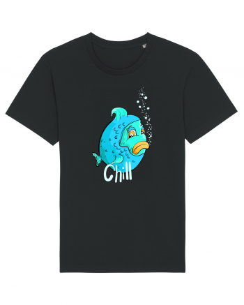 Blue fish chill text Black