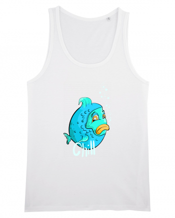 Blue fish chill text White