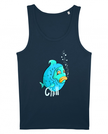 Blue fish chill text Navy