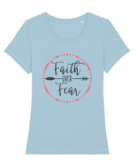 Faith Over Fear Tricou mânecă scurtă guler larg fitted Damă Expresser