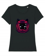 Astronaut Space Cat Tricou mânecă scurtă guler larg fitted Damă Expresser