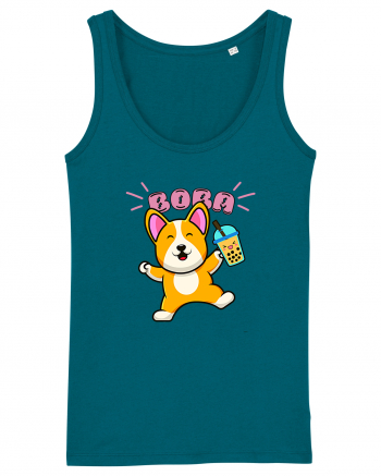 Kawaii Corgi Drinking Boba Tea Ocean Depth