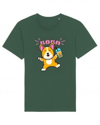 Kawaii Corgi Drinking Boba Tea Bottle Green