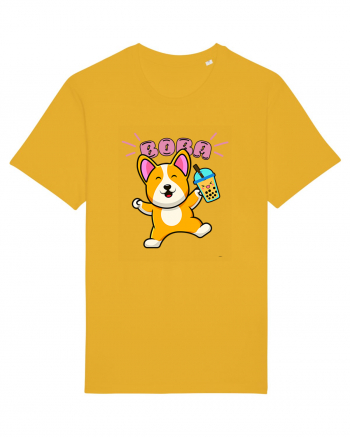 Kawaii Corgi Drinking Boba Tea Spectra Yellow