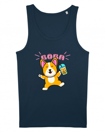 Kawaii Corgi Drinking Boba Tea Navy