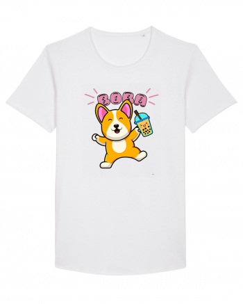 Kawaii Corgi Drinking Boba Tea White