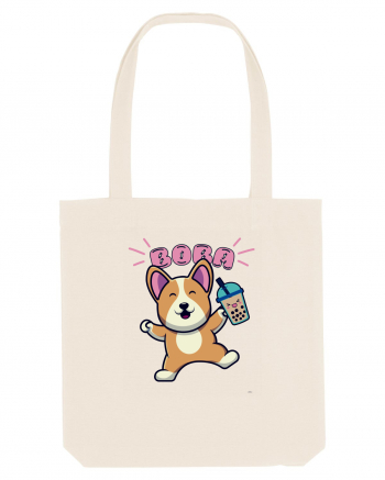 Kawaii Corgi Drinking Boba Tea Natural