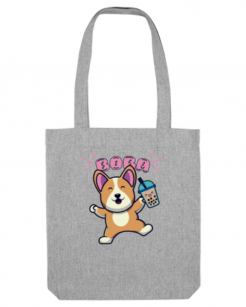 Kawaii Corgi Drinking Boba Tea Heather Grey