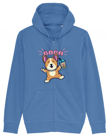 Kawaii Corgi Drinking Boba Tea Bright Blue