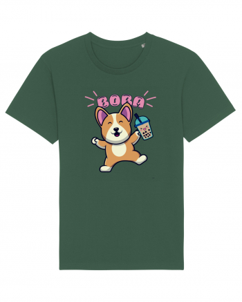 Kawaii Corgi Drinking Boba Tea Bottle Green