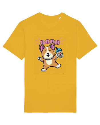 Kawaii Corgi Drinking Boba Tea Spectra Yellow