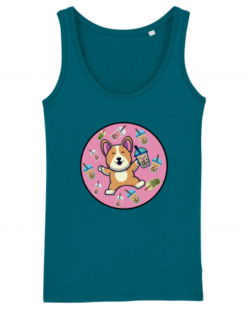 Kawaii Corgi Drinking Boba Tea Ocean Depth