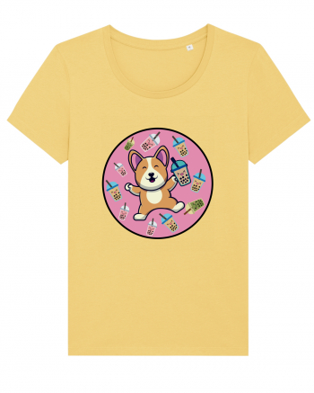 Kawaii Corgi Drinking Boba Tea Jojoba