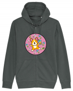 Kawaii Corgi Drinking Boba Tea Hanorac cu fermoar Unisex Connector