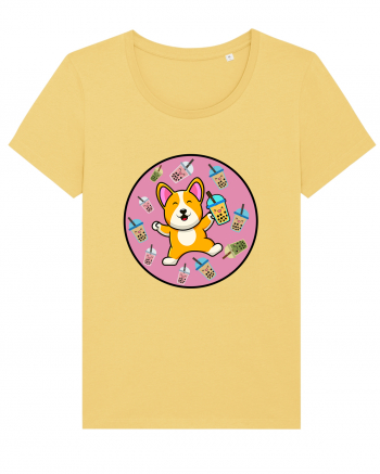 Kawaii Corgi Drinking Boba Tea Jojoba