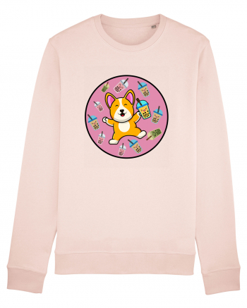 Kawaii Corgi Drinking Boba Tea Candy Pink