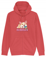 Kawaii Corgi Drinking Boba Tea Hanorac cu fermoar Unisex Connector