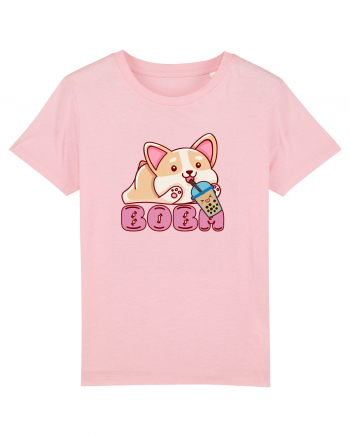 Kawaii Corgi Drinking Boba Tea Cotton Pink