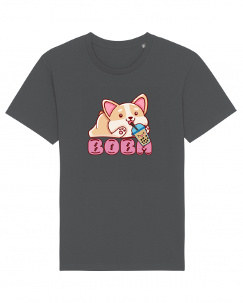 Kawaii Corgi Drinking Boba Tea Anthracite