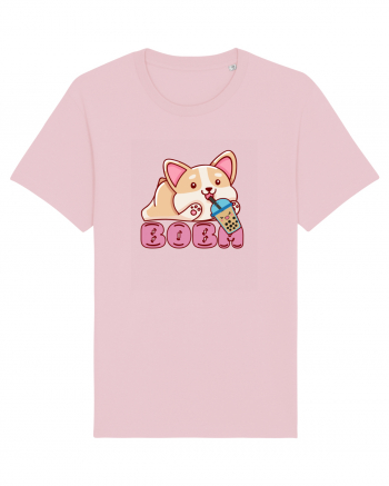 Kawaii Corgi Drinking Boba Tea Cotton Pink