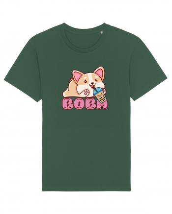 Kawaii Corgi Drinking Boba Tea Bottle Green