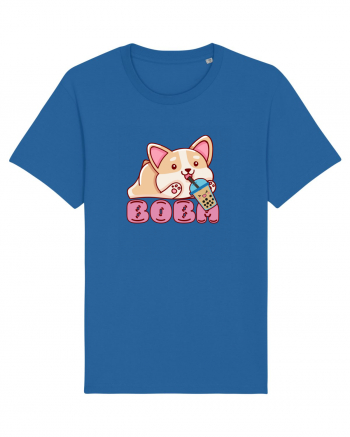 Kawaii Corgi Drinking Boba Tea Royal Blue