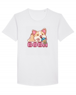 Kawaii Corgi Drinking Boba Tea Tricou mânecă scurtă guler larg Bărbat Skater