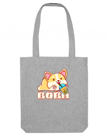 Kawaii Corgi Drinking Boba Tea Heather Grey