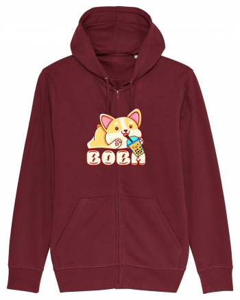 Kawaii Corgi Drinking Boba Tea Burgundy