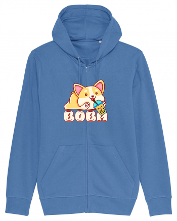 Kawaii Corgi Drinking Boba Tea Bright Blue