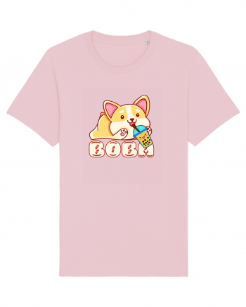 Kawaii Corgi Drinking Boba Tea Cotton Pink