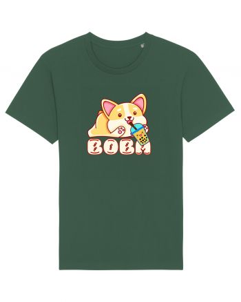 Kawaii Corgi Drinking Boba Tea Bottle Green