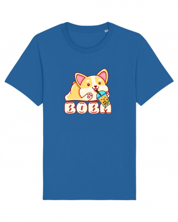 Kawaii Corgi Drinking Boba Tea Royal Blue