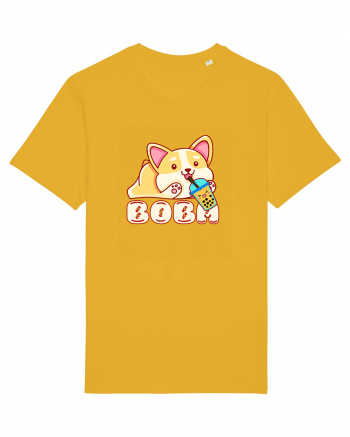 Kawaii Corgi Drinking Boba Tea Spectra Yellow